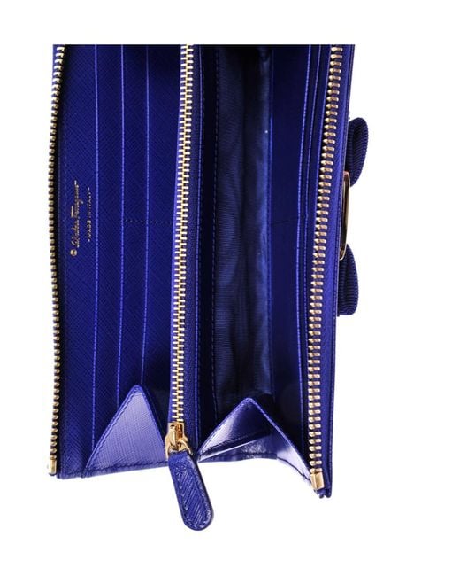Ferragamo Blue Bow Details Logo Wallet