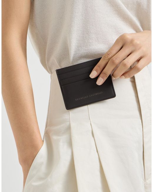 Brunello Cucinelli Gray Calfskin Card Case