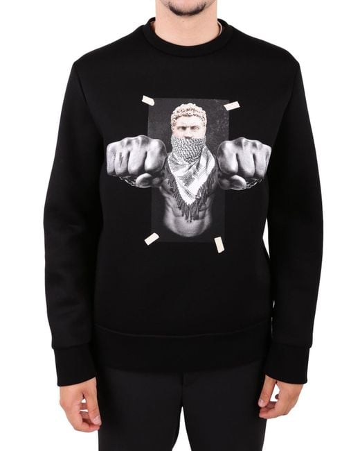 Neil Barrett Black Frontal Impact Color Printing Detail Hoodie for men