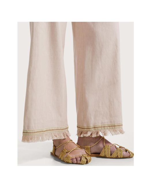 Seventy White Fringed-Detail Linen Trousers