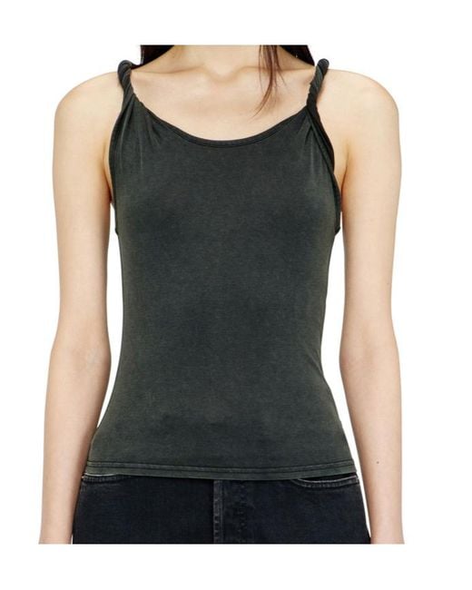 DIESEL Black Logo Embroidered Ribbed Tank Top