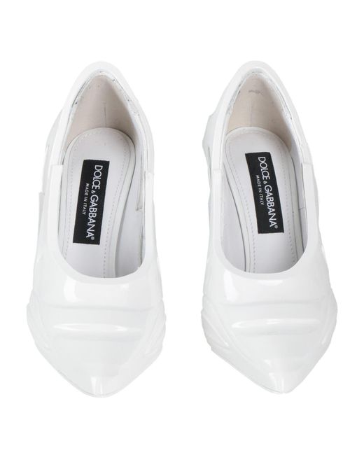 Dolce & Gabbana White Pointed-Toe Skinny High-Heeled Single-Color Shoes
