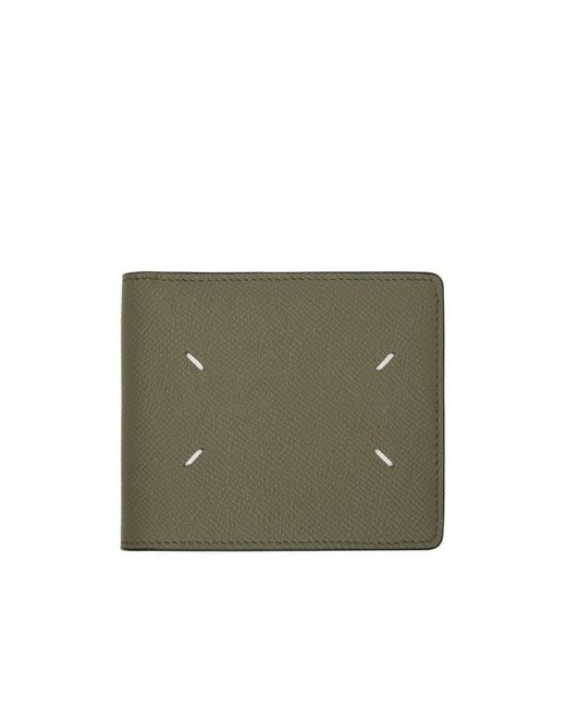 Maison Margiela Green Four-Stitch Bi-Fold Wallet for men