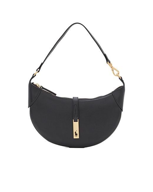 Polo Ralph Lauren Black Logo Plaque Zipped Mini Shoulder Bag