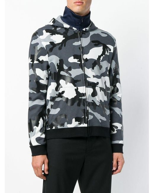 Valentino Gray Zipper Hooded Casual Jacket for men