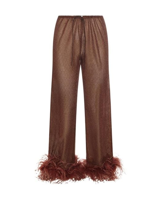 Oseree Brown Oséree Lurex Thread Trousers
