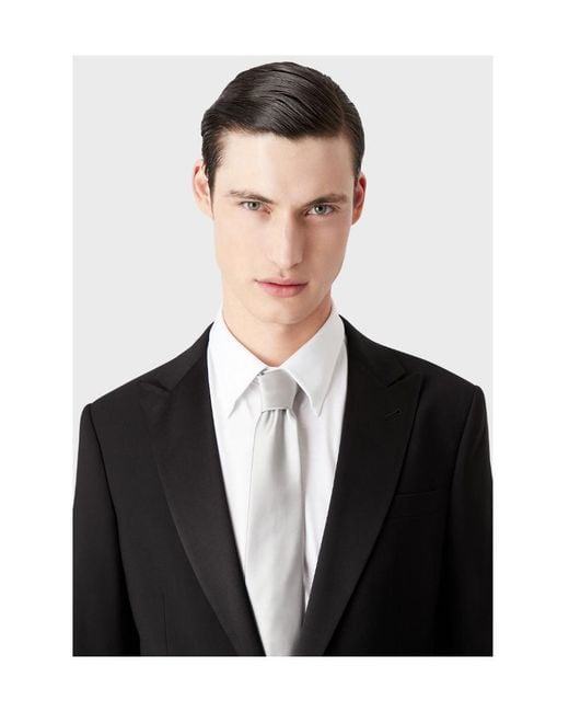 Emporio Armani White Classic Pointed-Tip Tie for men
