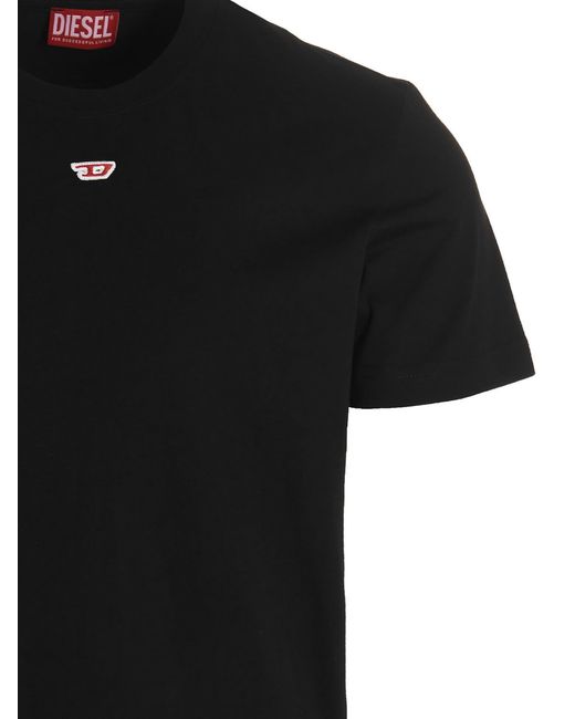 DIESEL Black T-Diegor-D Logo-Patch Crewneck T-Shirt for men