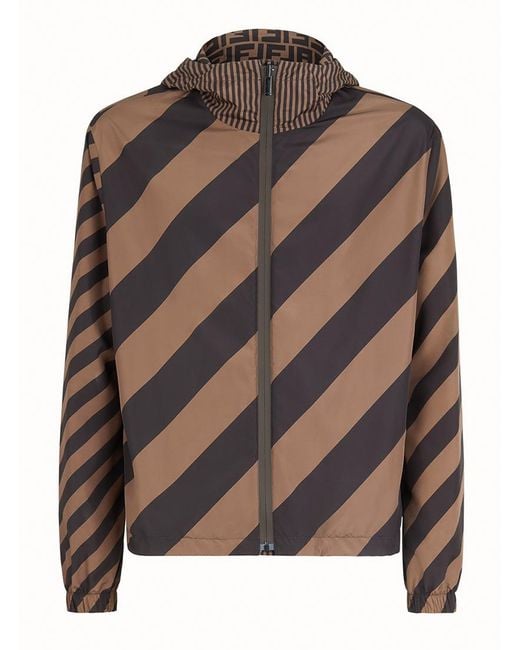 Fendi Brown Reversible Hooded Windbreaker for men