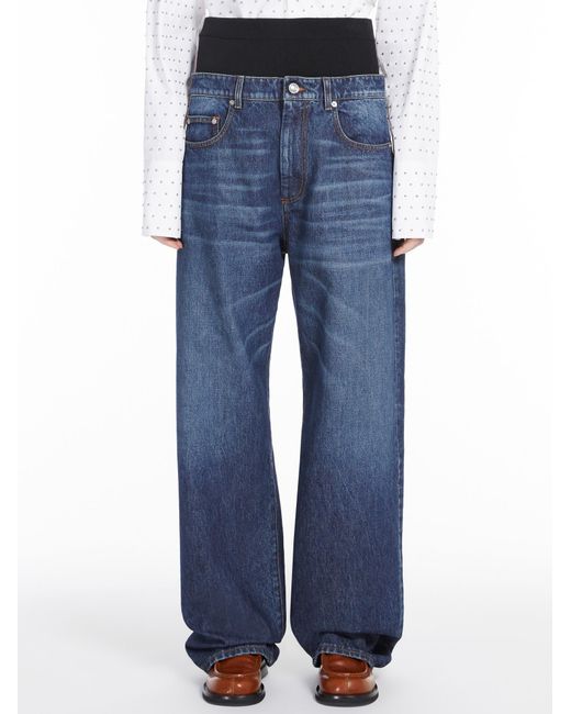 Sportmax Blue Button Detailed Straight Leg Jeans