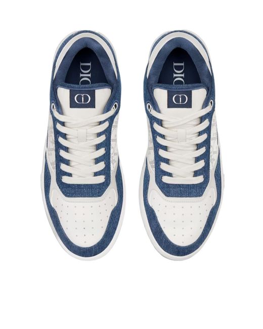 Dior Blue Homme Oplique Printed Low-Top Sneakers for men