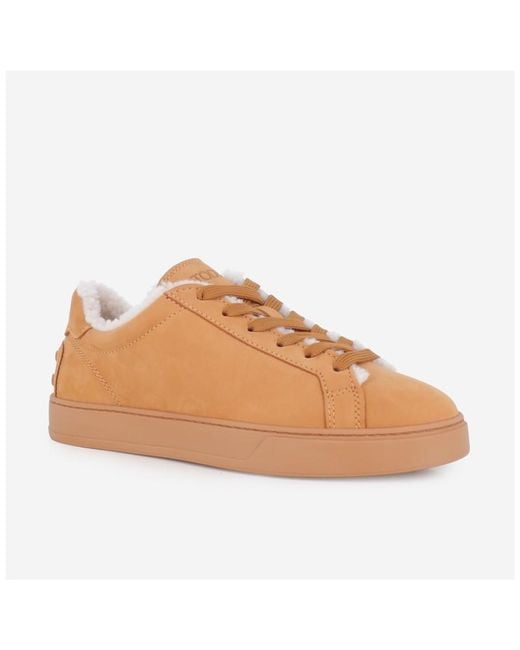 Tod's Brown Shearling Low-Top Sneakers