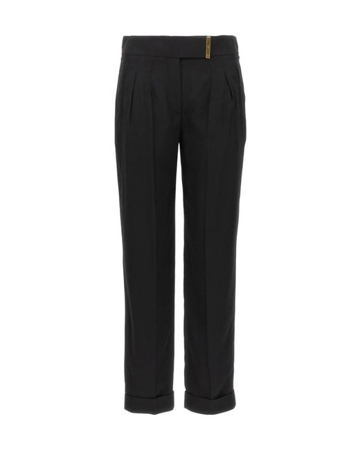 Tom Ford Black Metal Bar Detailed Straight-Leg Pants