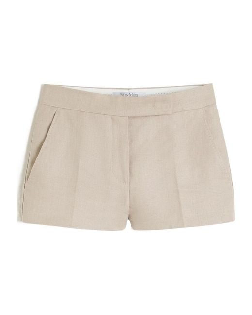 Max Mara Natural Mxslanda Tailored Pleat Shorts
