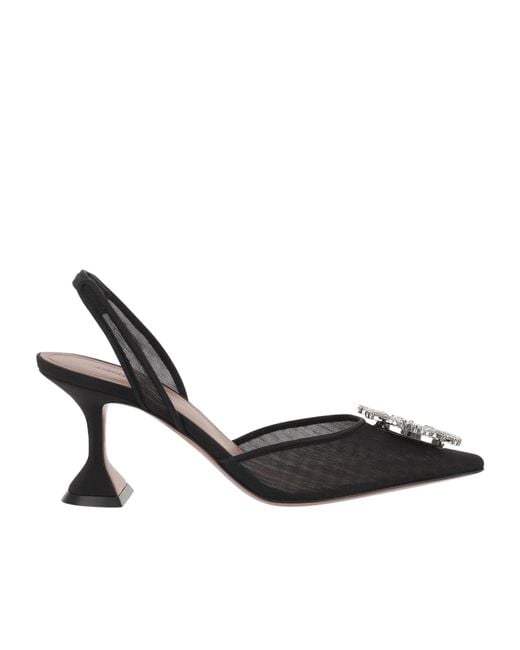 AMINA MUADDI Black Pointed High-Heeled Sandals