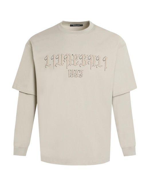 LIU REGALI White Printed Fake Two-Piece Long-Sleeved Base Shirt for men