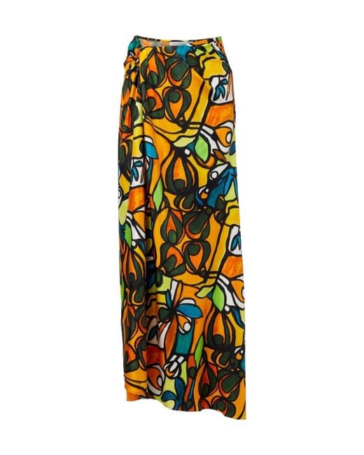Christopher Esber Multicolor Printed Draped Silk Maxi Dress