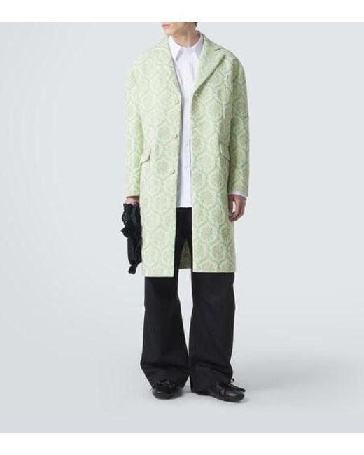 Simone Rocha White Floral Cotton-Blend Jacquard Coat for men