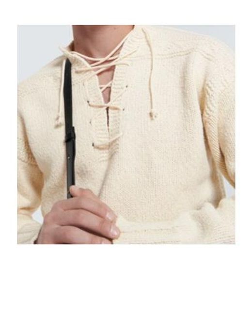 Jil Sander White Tie-Front Knit Sweater for men