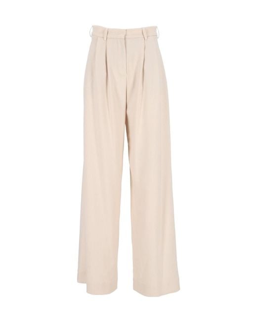 Al Duca D'aosta Natural Casual Trousers With Belt Loops