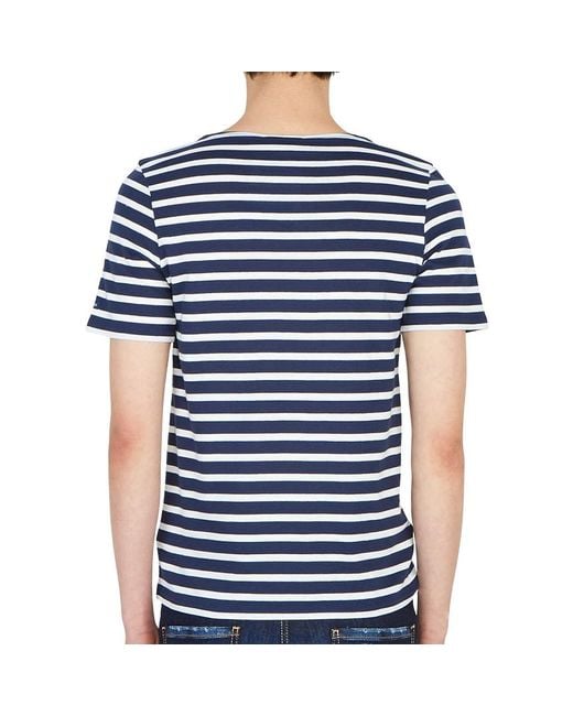 Saint James Blue Striped Short-Sleeved T-Shirt for men