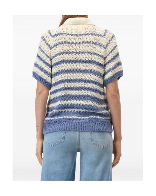 Closed Blue Striped Short-Sleeve Cardigan