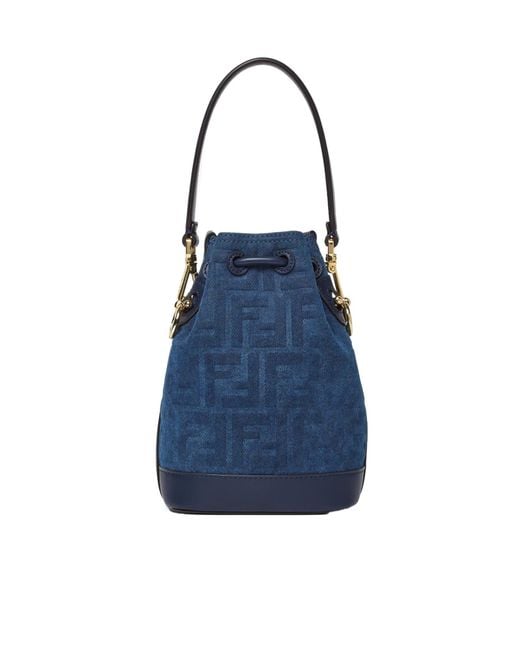 Fendi Blue Mon Tresor Ff Jacquard Bucket Bag