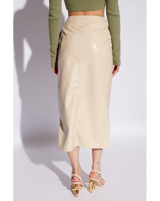 Nanushka Natural Carola Midi Leather Skirt