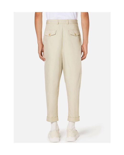 AMI Natural Ami Turn-Up Cuff Cropped Trousers for men