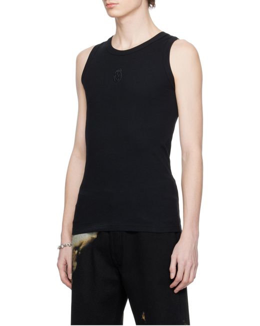 McQueen Black Skull Ribbed Tank Top for men