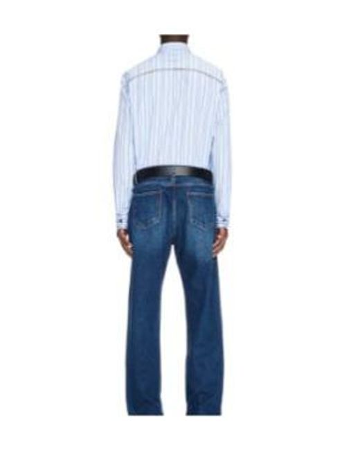 Off-White c/o Virgil Abloh Blue Striped Curved Hem Shirt for men