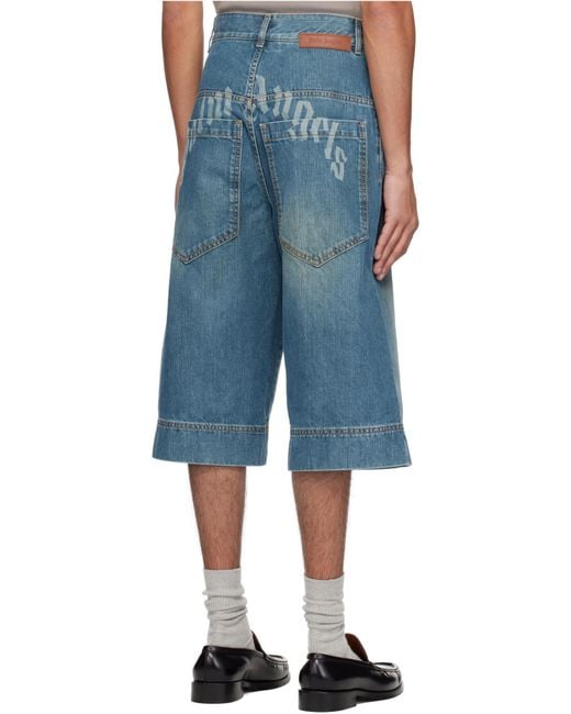 Palm Angels Blue G-Curved Shorts for men