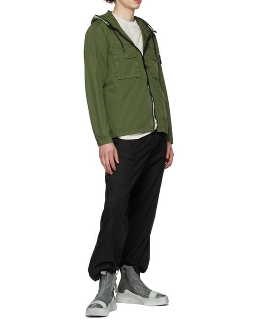Stone Island Green Compass-Badge Hooded Jacket for men