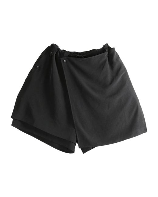 Yohji Yamamoto Black Ta Tuxedo Drape Panel Attached Shorts for men