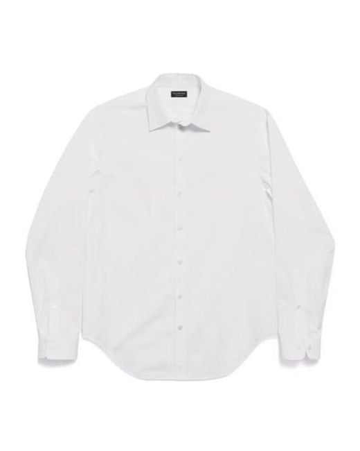Balenciaga White Collared Long-Sleeve Shirt for men