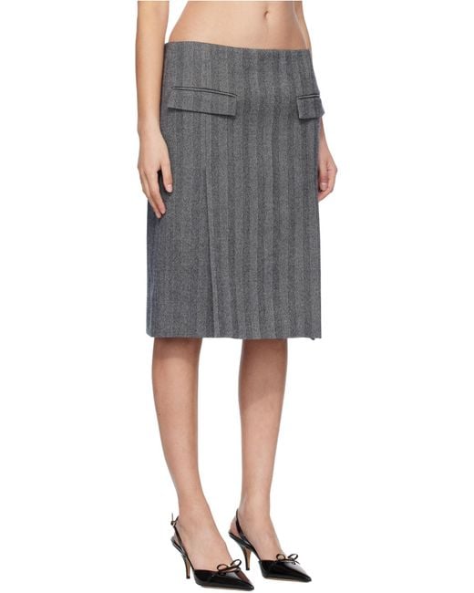 Ferragamo Gray Striped Skirt