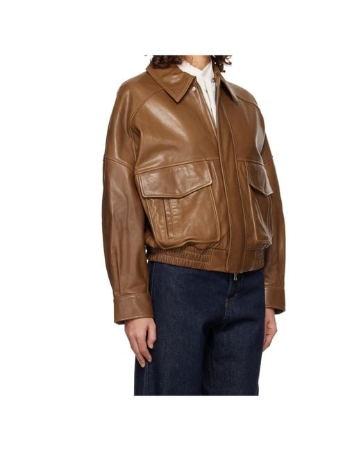 Nour Hammour Blue Long-Sleeved Leather Jacket