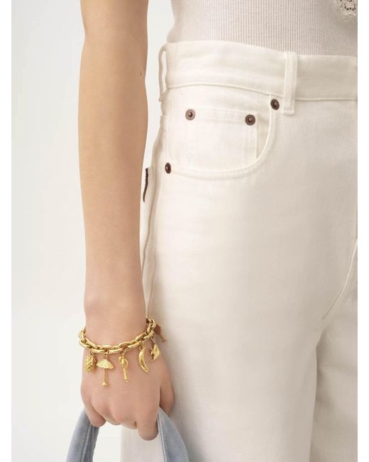 Chloé White Chloé Logo Patch Wide-Leg Jeans