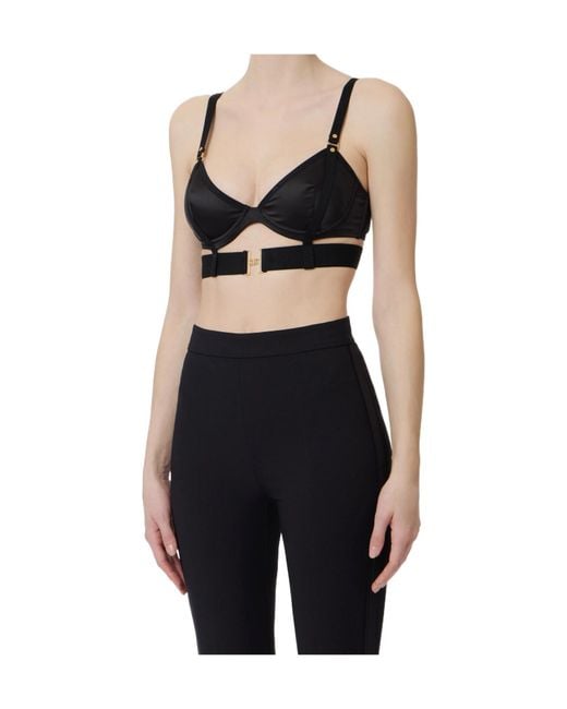 Elisabetta Franchi Black Adjustable-Straps Bra