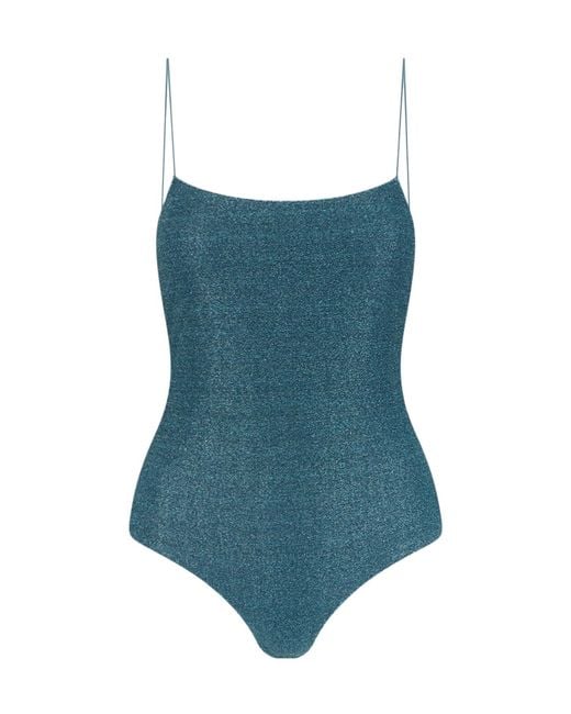 Oseree Blue Oséree Maillot Lurex One-Piece Swimsuit