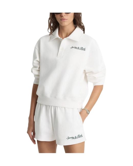 Sporty & Rich White Embroidery-Logo Elasticated Shorts