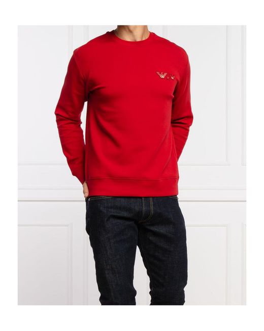Emporio Armani Red Round-Neck Sweater for men