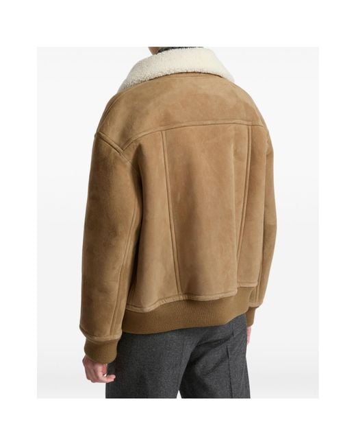 Yves Salomon Natural Lamb Shearling Bomber Jacket