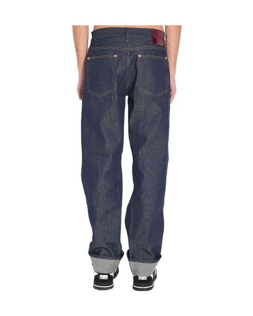 Gucci Blue Logo Patch Denim Trousers for men