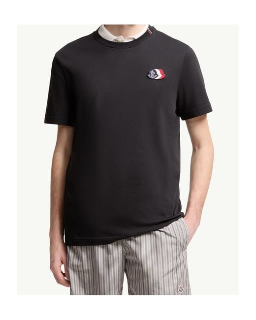Moncler Black Logo Patch Crewneck T-Shirt for men