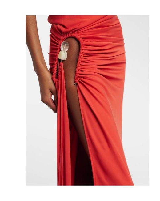 Christopher Esber Red Cutout Draped One-Shoulder Gown