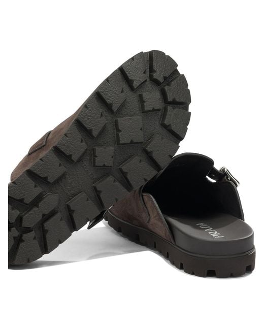 Prada Brown Triangle-Logo Mules for men