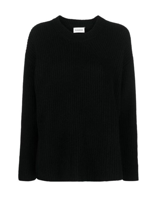 P.A.R.O.S.H. Black Ribbed-Knit Cashmere Jumper