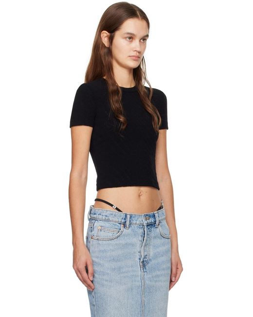 T By Alexander Wang Black Alexander Wang Logo Jacquard Crewneck Knit Top