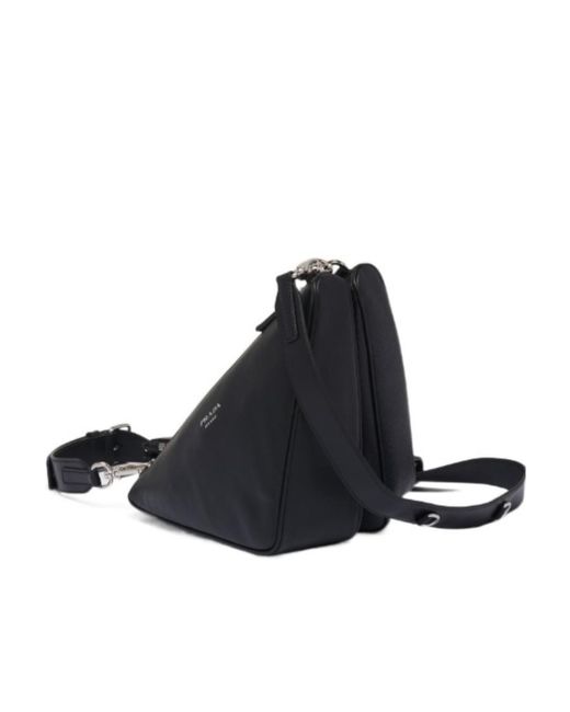 Prada Black Saffiano Leather And Leather Shoulder Bag for men